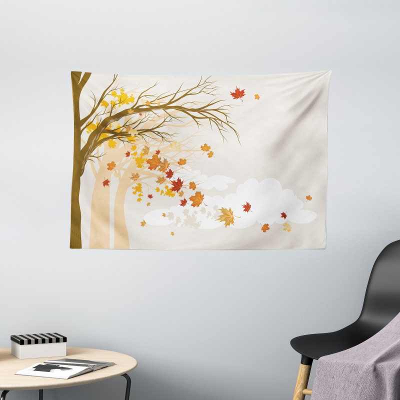 Pastel Colored Autumn Trees Wide Tapestry