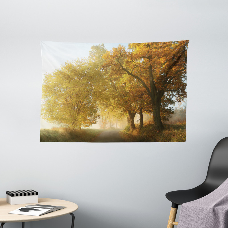 Autumn Morning Scenic Wide Tapestry