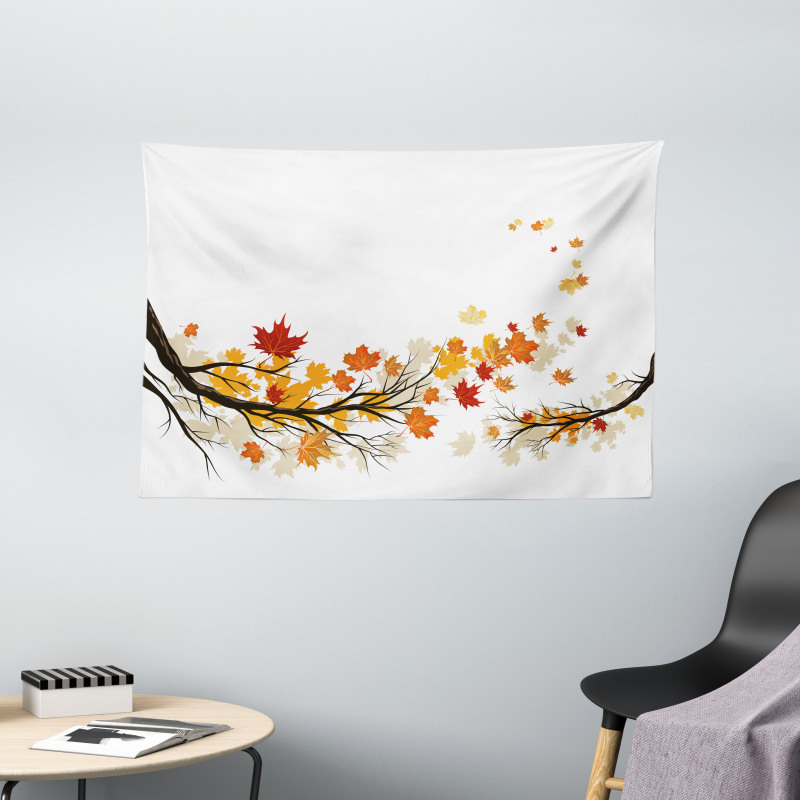 Autumn Tree Branches Wide Tapestry