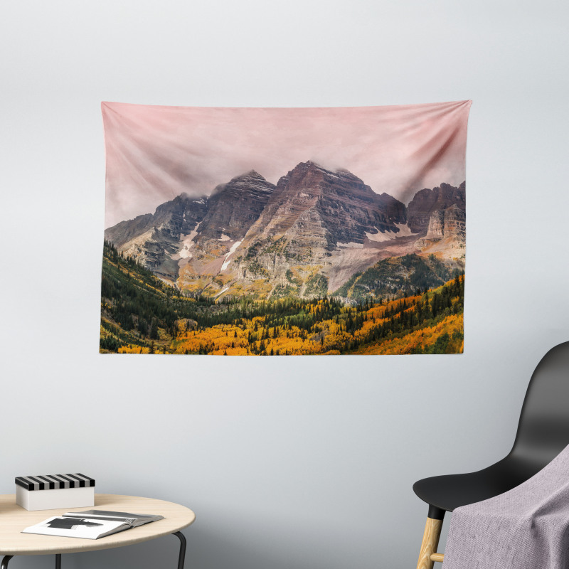 Mountain Forest Scenery Wide Tapestry