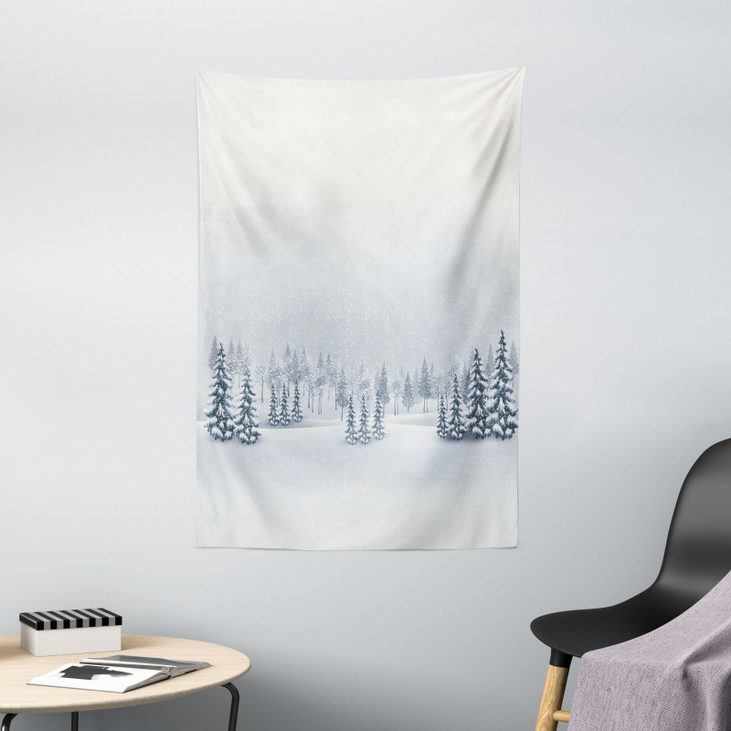 Foggy Weather Trees Tapestry