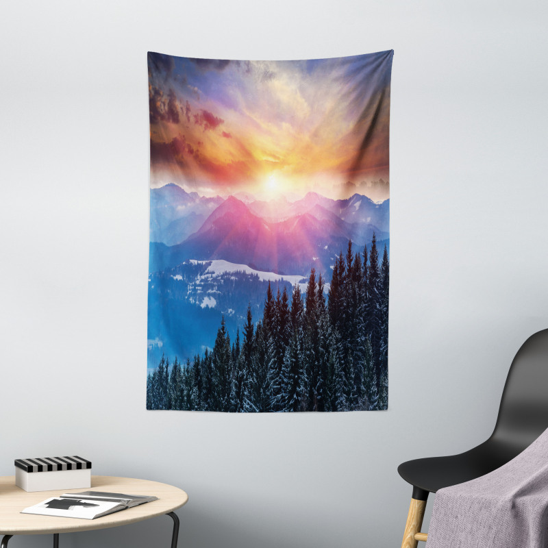 Sunset in Mountains Tapestry