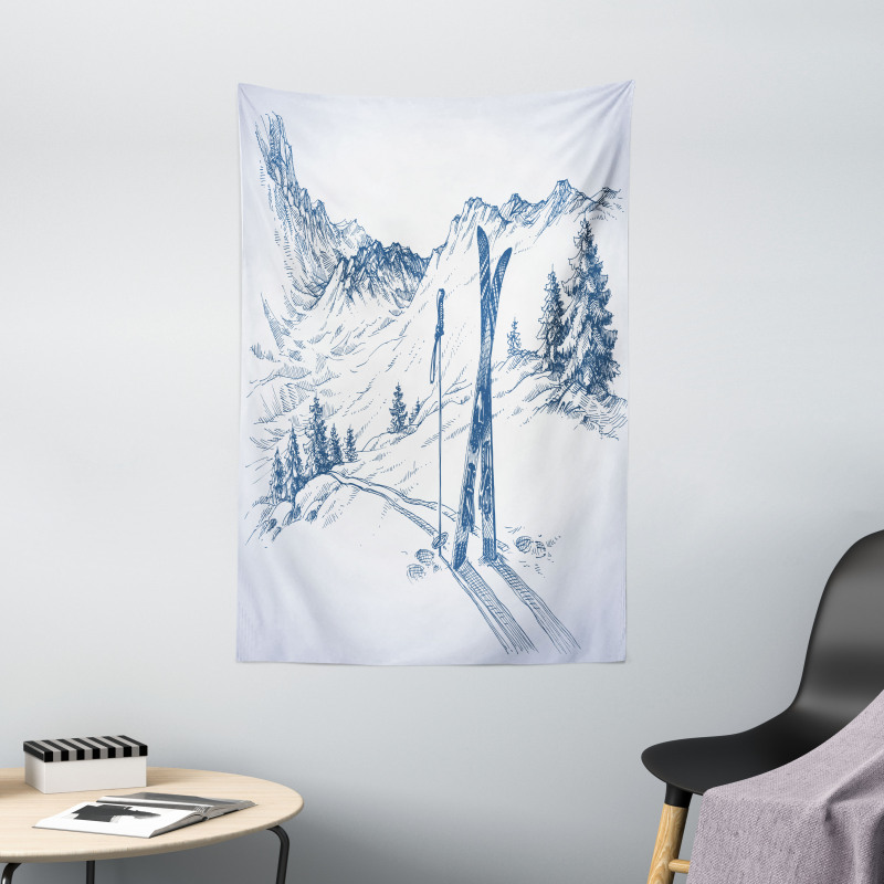 Ski Sport Mountain View Tapestry