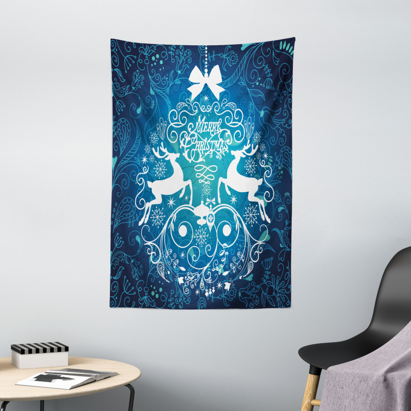 Deer and Floral Ornaments Tapestry