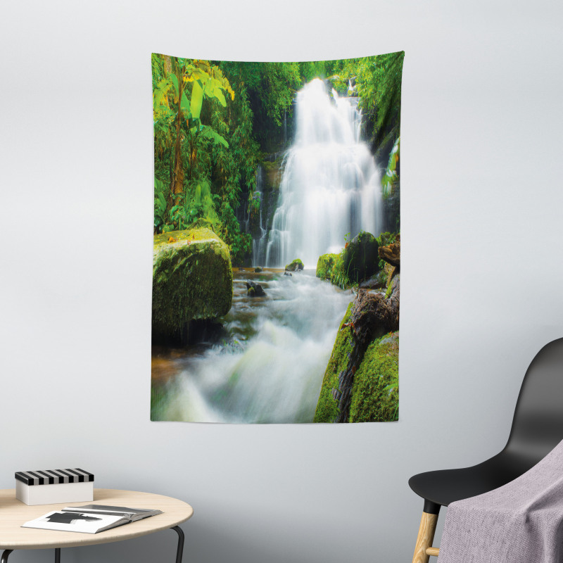 Watercolor Stream Jungle Tapestry