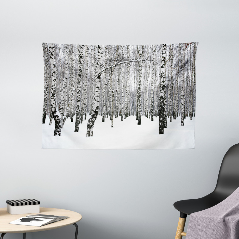 Snowy Forest Photo Woodland Wide Tapestry