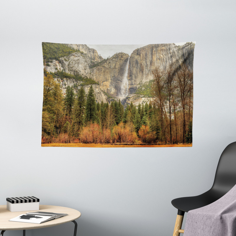 Yosemite Falls Trees Wide Tapestry