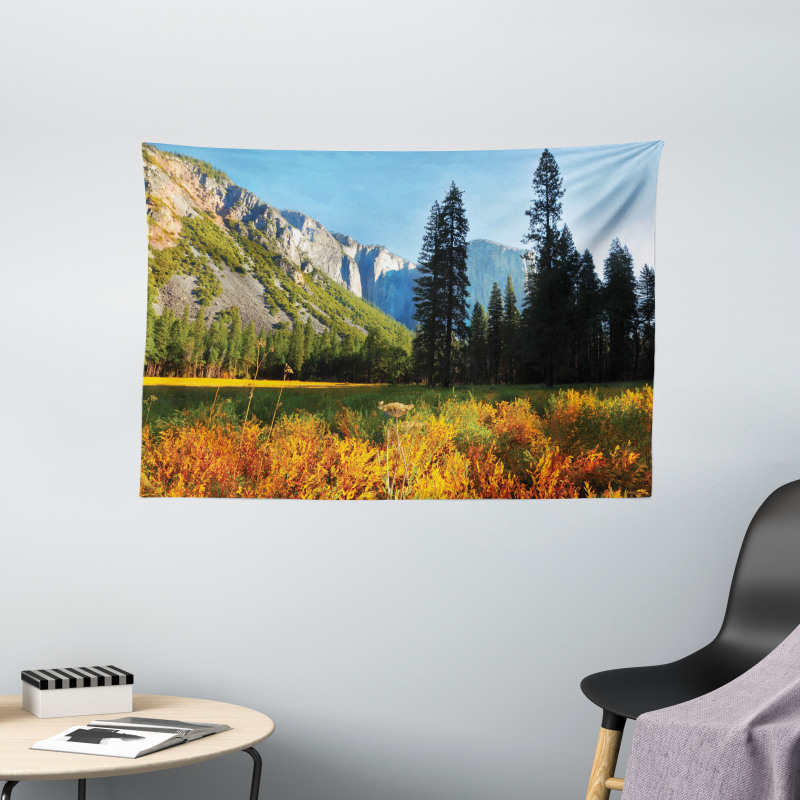 Birds over Mountains Wide Tapestry