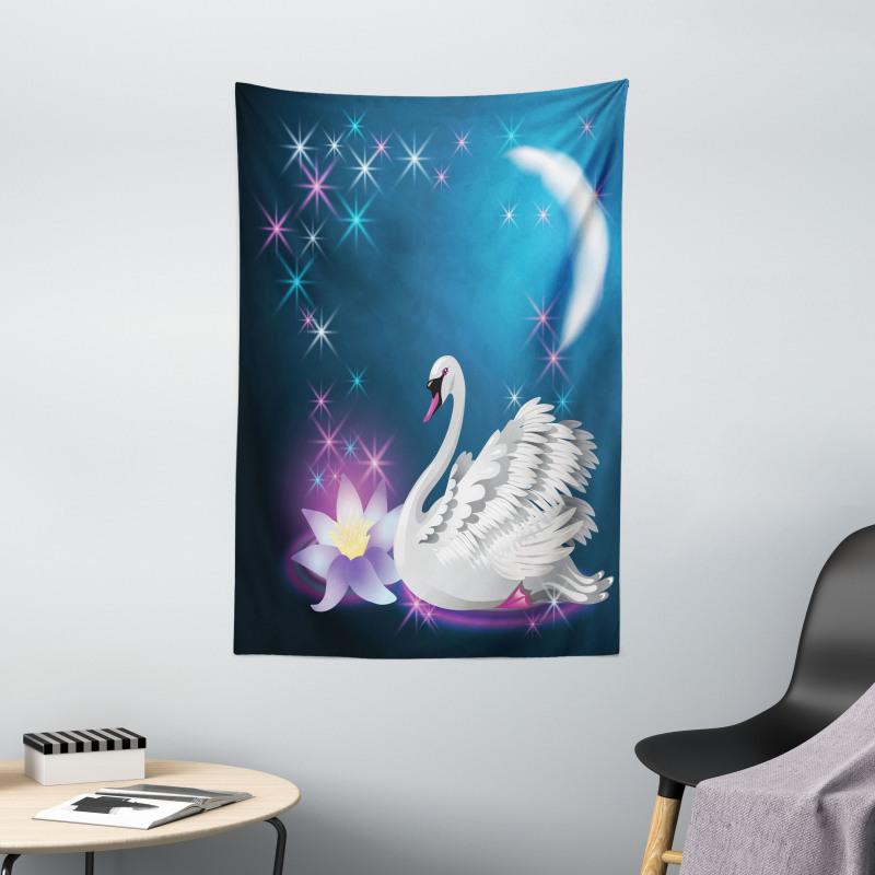 Magic Lily White Swan Tapestry