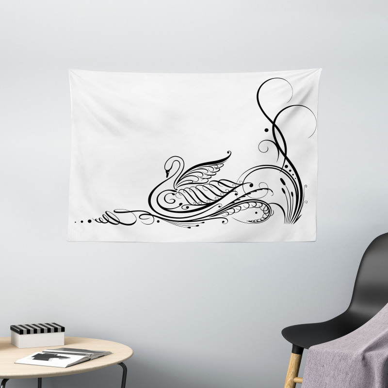 Black Swan in River Wide Tapestry