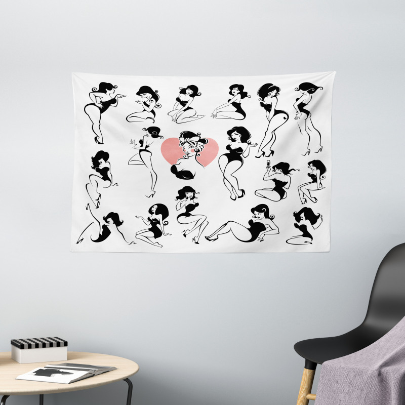 Woman Heart Tattoo Model Wide Tapestry