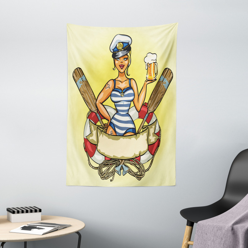 Sailor Blonde in Lifebuoy Tapestry