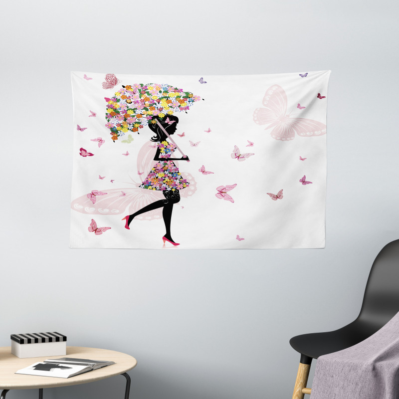 Floral Umbrella Dress Wide Tapestry