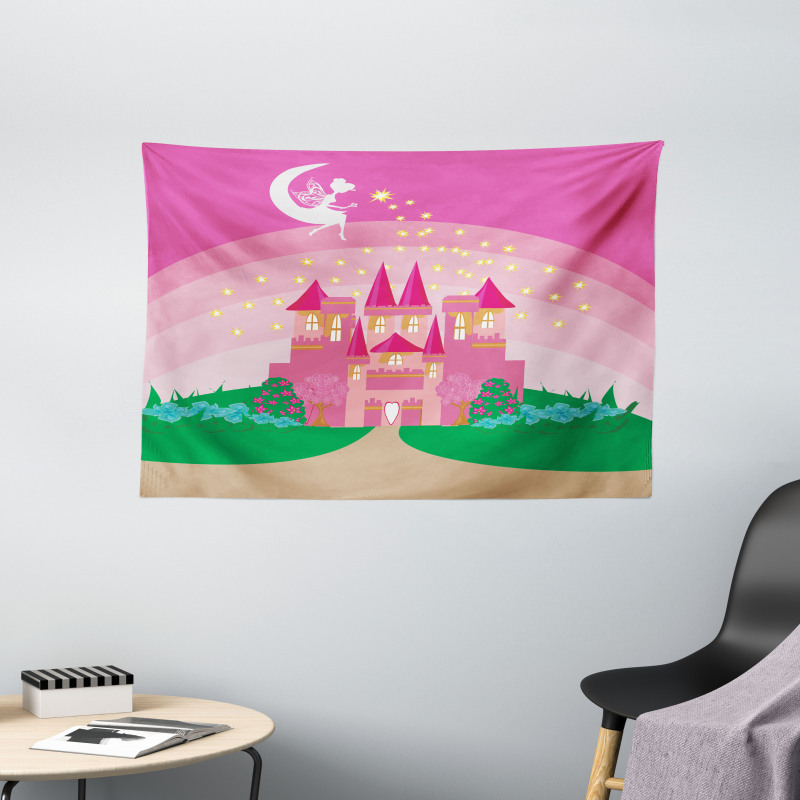 Fairytale Castle Princess Wide Tapestry