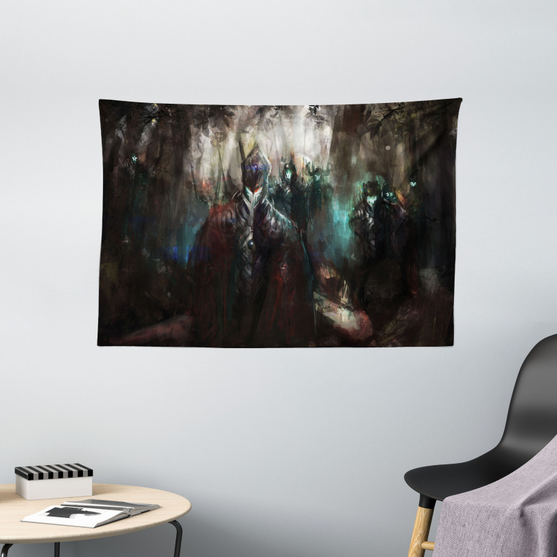 Dark Forest Robots Wide Tapestry