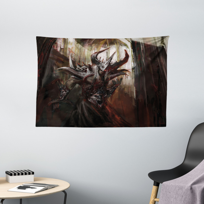 Knight Fantasy Theme Wide Tapestry