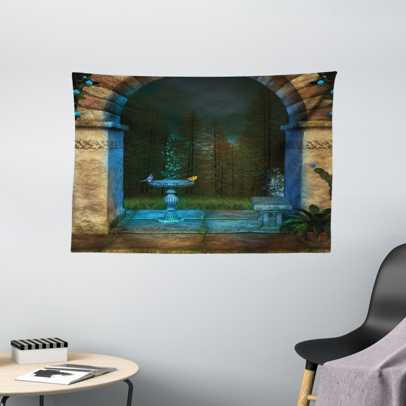 Dark Fairytale Forest Wide Tapestry