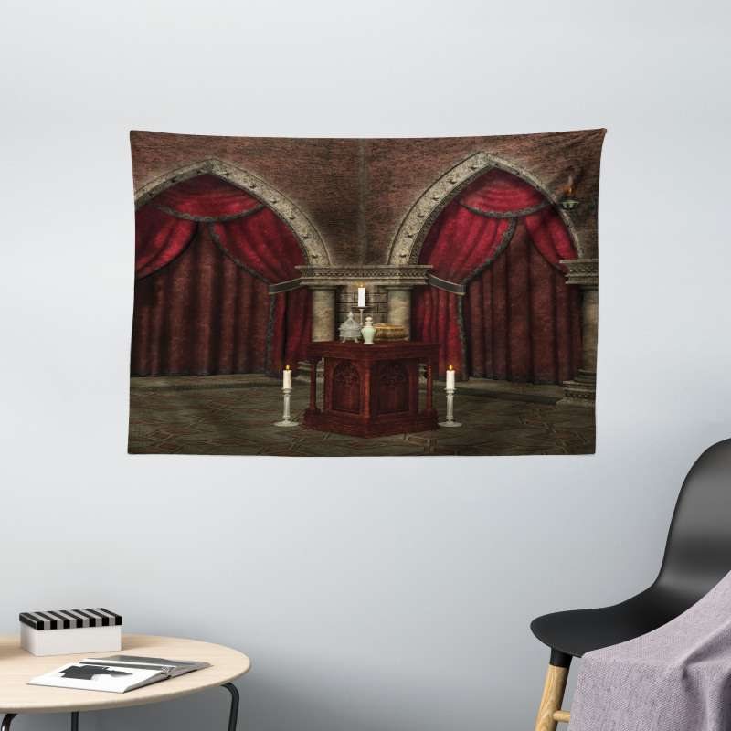 Mysterious Room Castle Wide Tapestry