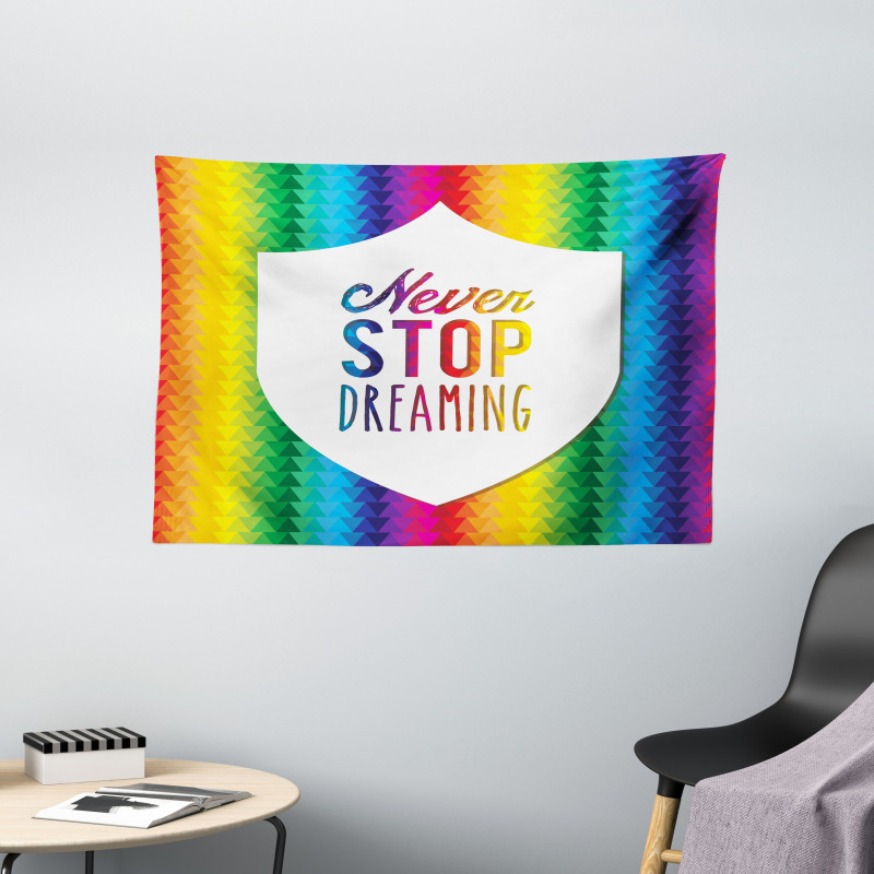 Rainbow Words Wide Tapestry
