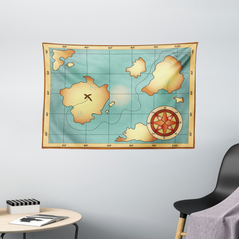 Treasure Compass Wide Tapestry