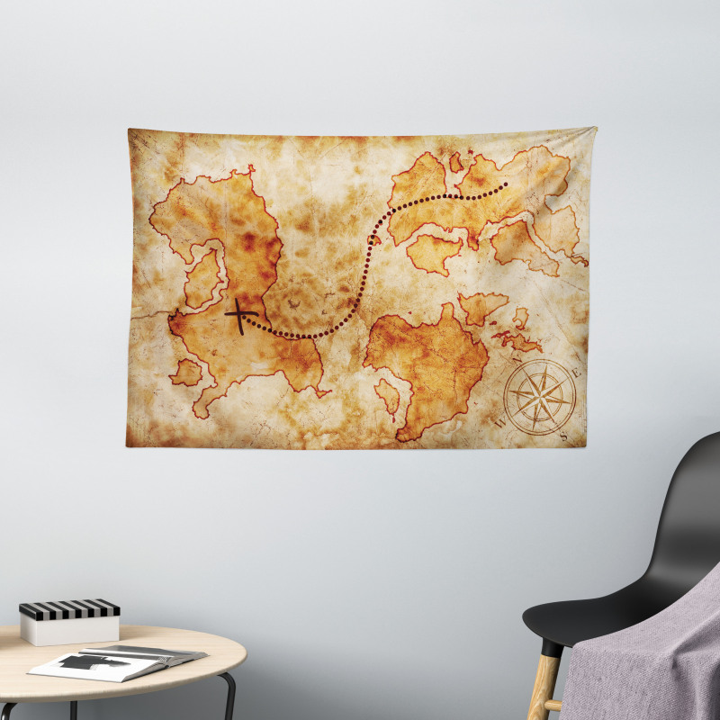 Grunge Map Wide Tapestry