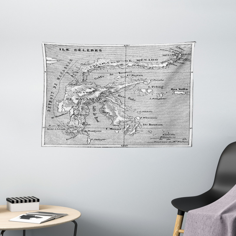 French Map Island Wide Tapestry
