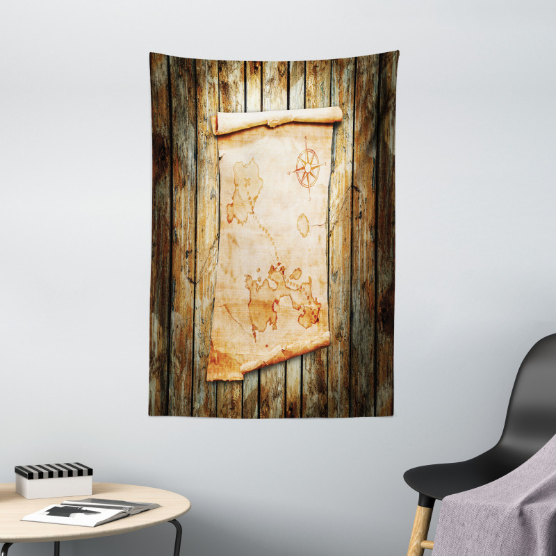 Map on Grunge Timber Tapestry