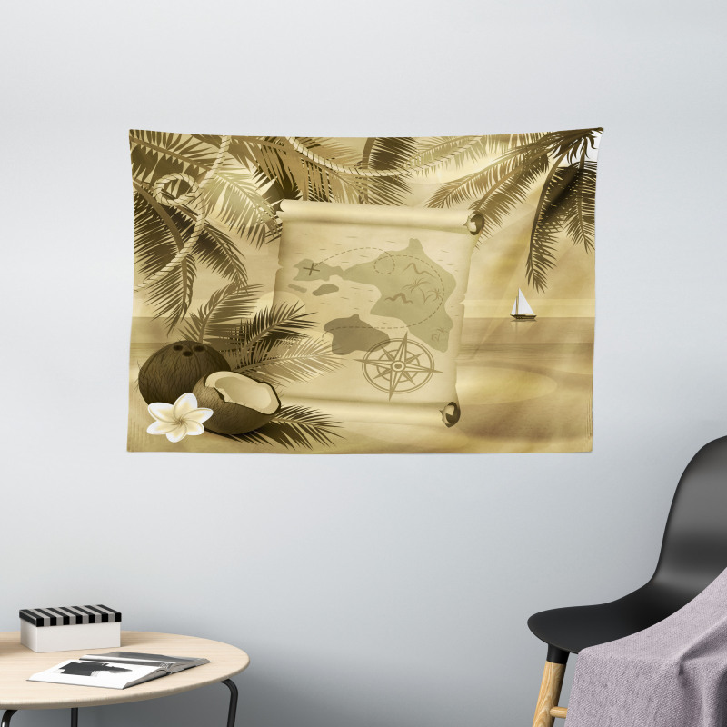 Sepia View of Island Wide Tapestry