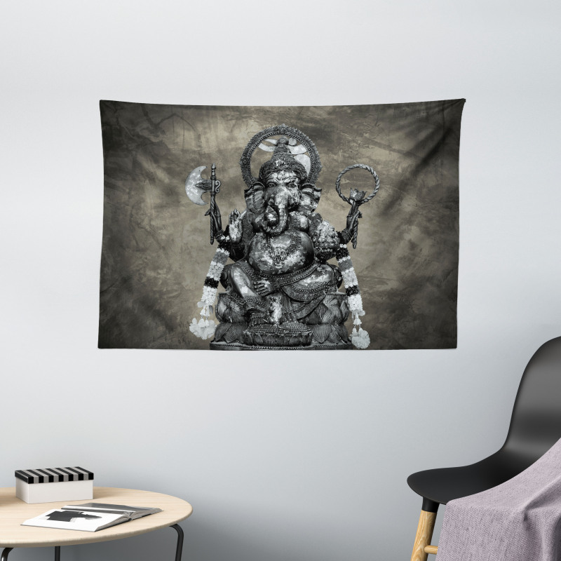 Elephant Ethnic Figure Wide Tapestry