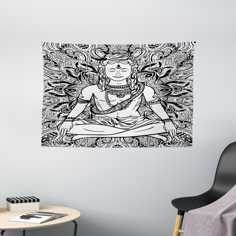 Third Eye Mandala Sketch Wide Tapestry