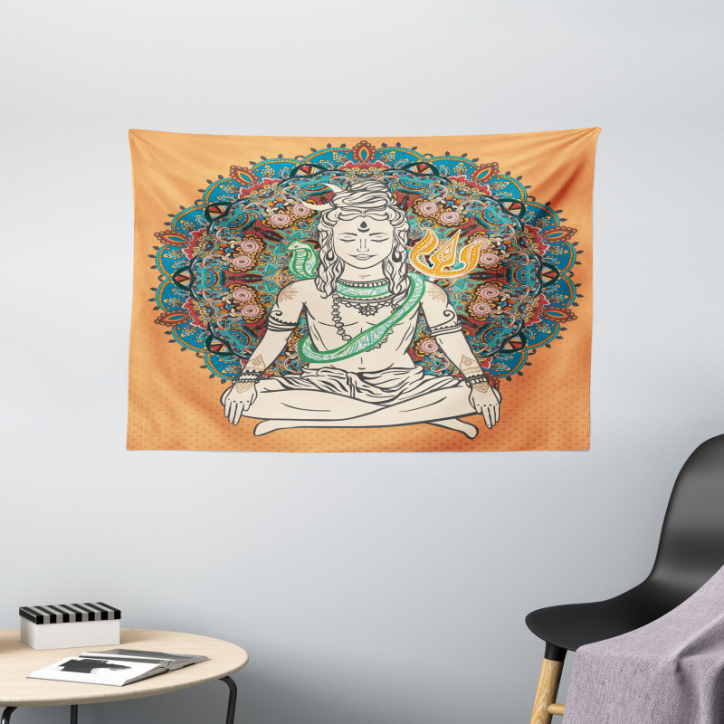 Asian Ancient Bohemian Design Wide Tapestry