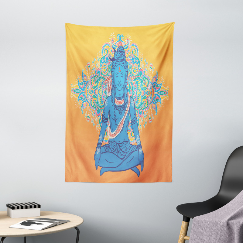 Asian Meditation Ancient Motif Tapestry