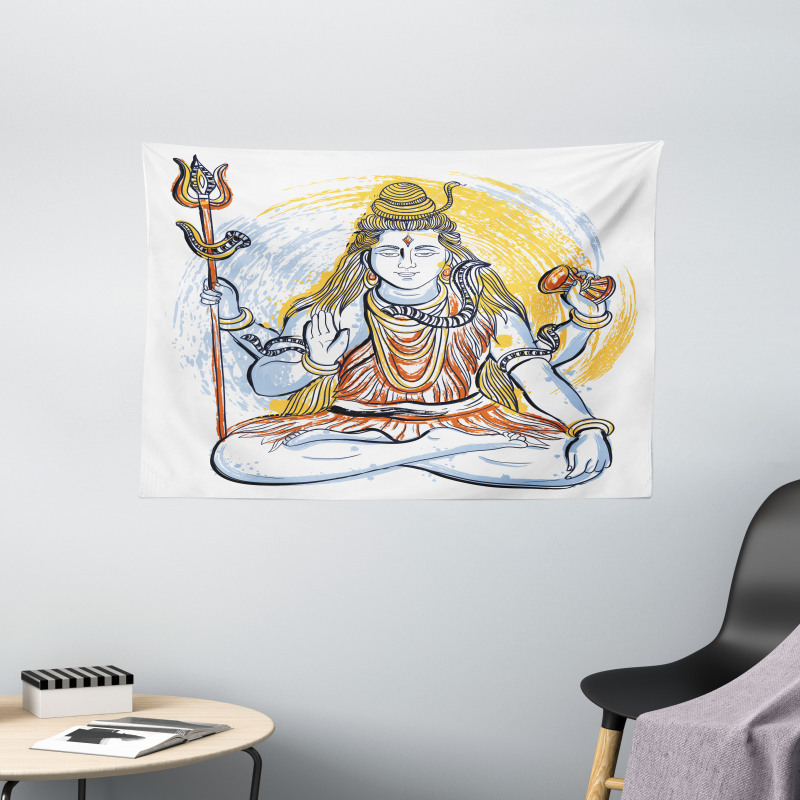 Grungy Style Meditation Wide Tapestry