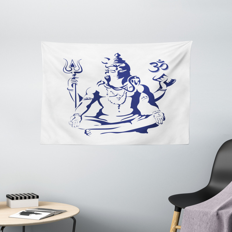 Sacred Ritual Lotus Pose Wide Tapestry