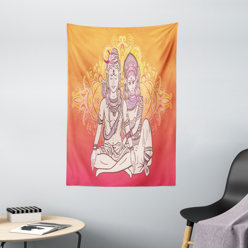 Asian Oriental Artful Motif Tapestry