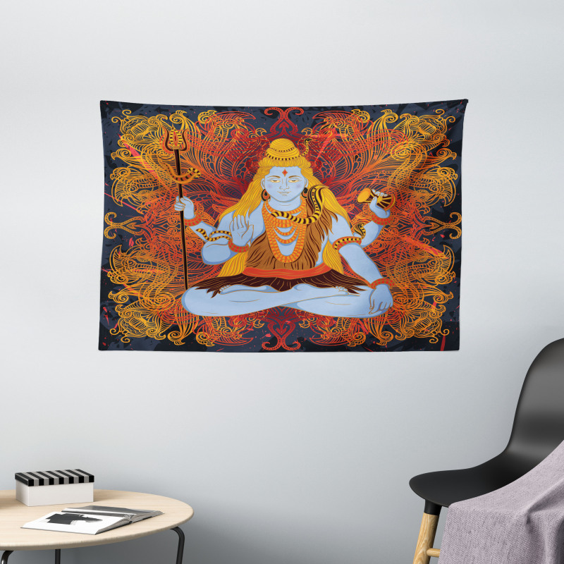 Cultural Mandala Pattern Wide Tapestry