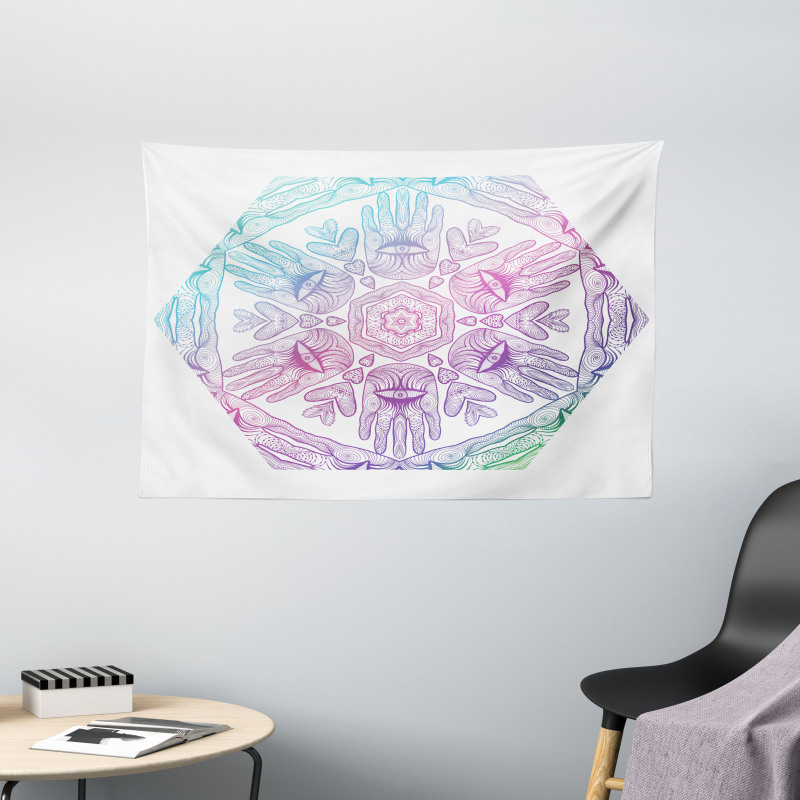 Evil Eye Bohemian Ombre Wide Tapestry