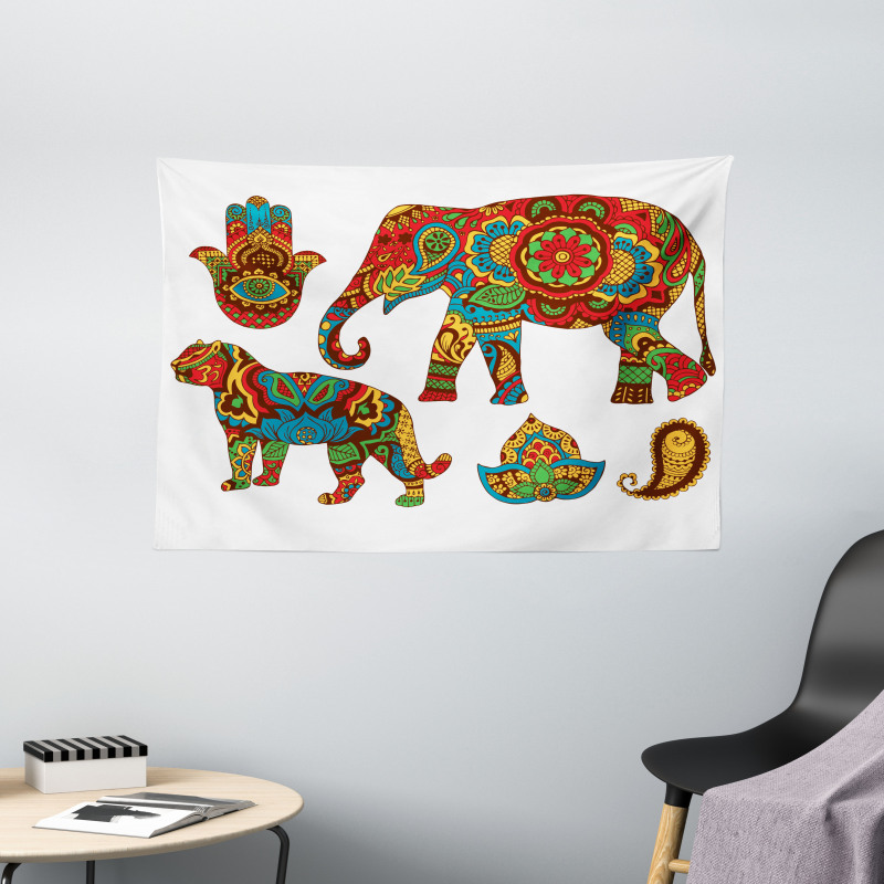 Animals Ornate Wide Tapestry
