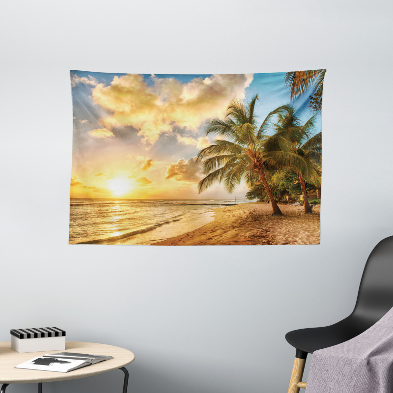 Exotic Sandy Beach Wide Tapestry