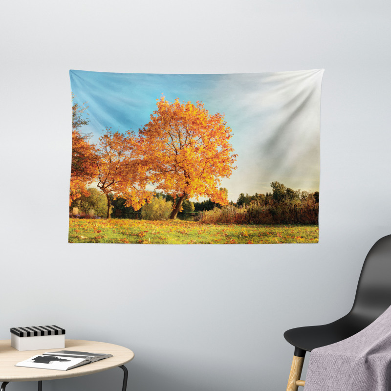 Maple Tree in Autumn Wide Tapestry