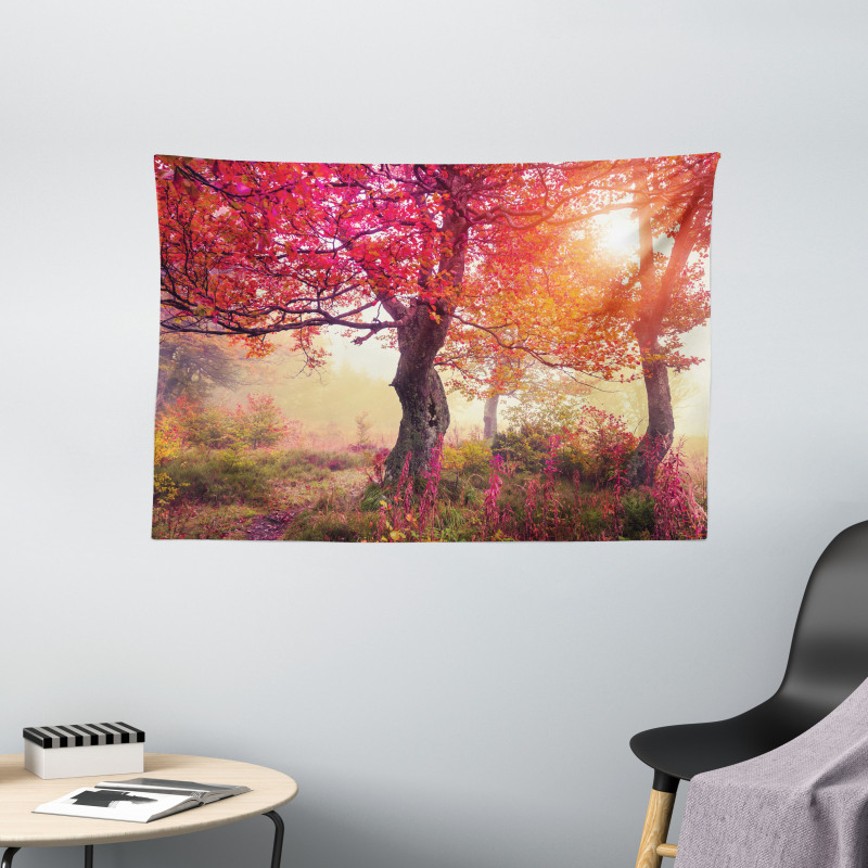 Flowers in Park Fall Wide Tapestry