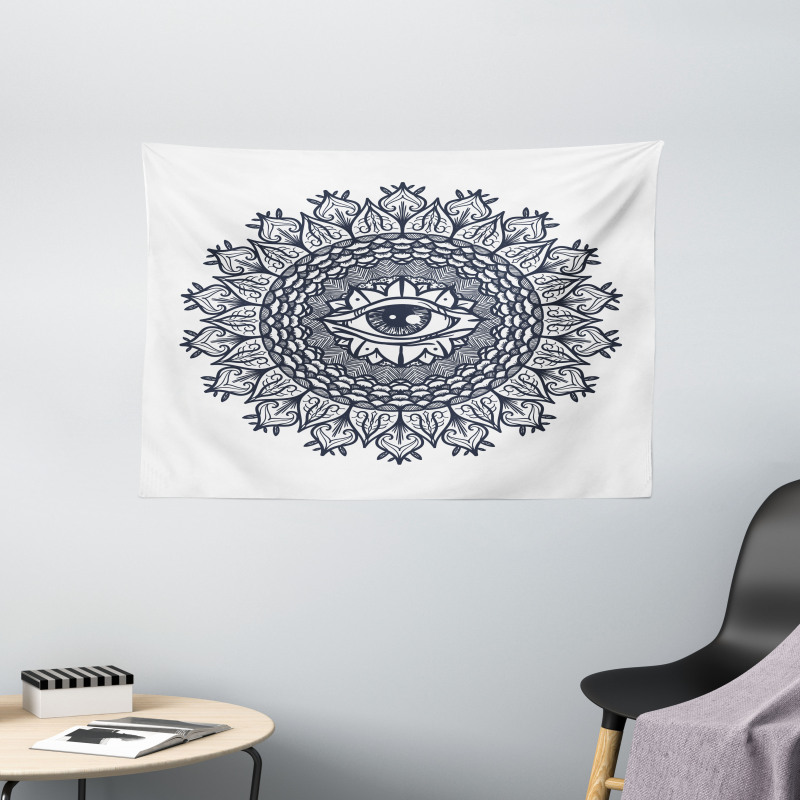 Vintage Tribal Mandala Wide Tapestry