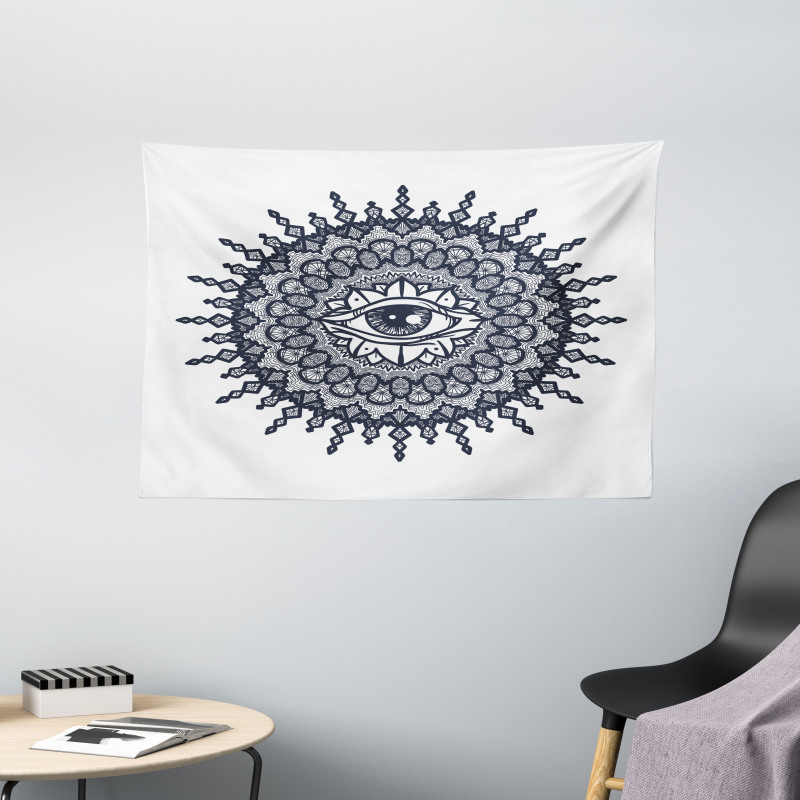 Traditional Mandala Art Wide Tapestry