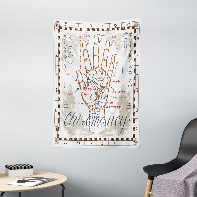 Vintage Chiromancy Chart Tapestry