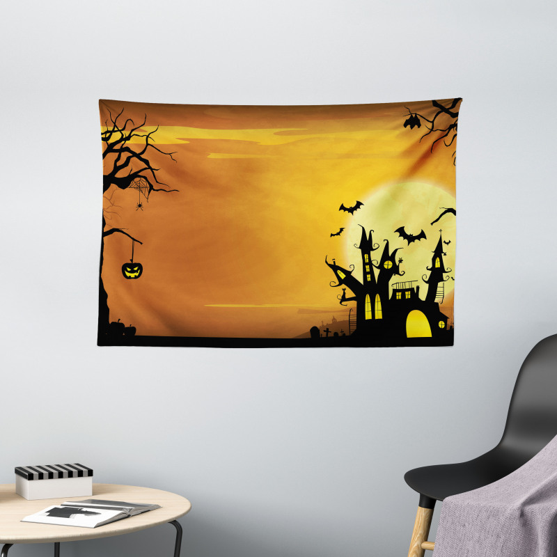 Haunted House Wide Tapestry