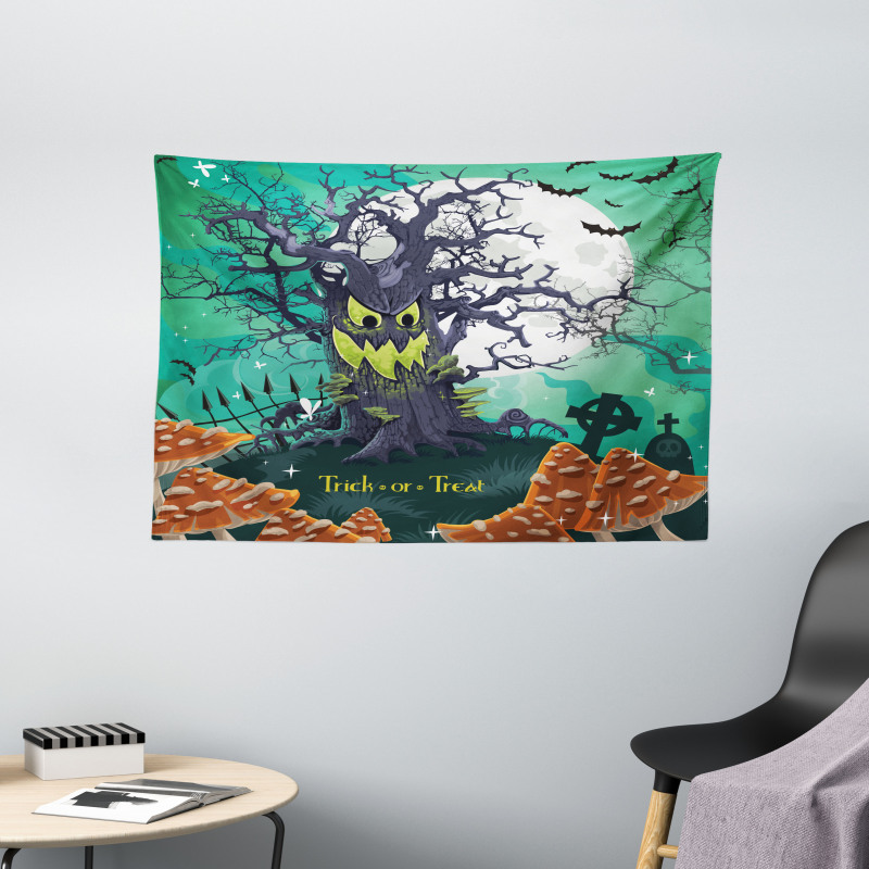 Spooky Tree Wide Tapestry