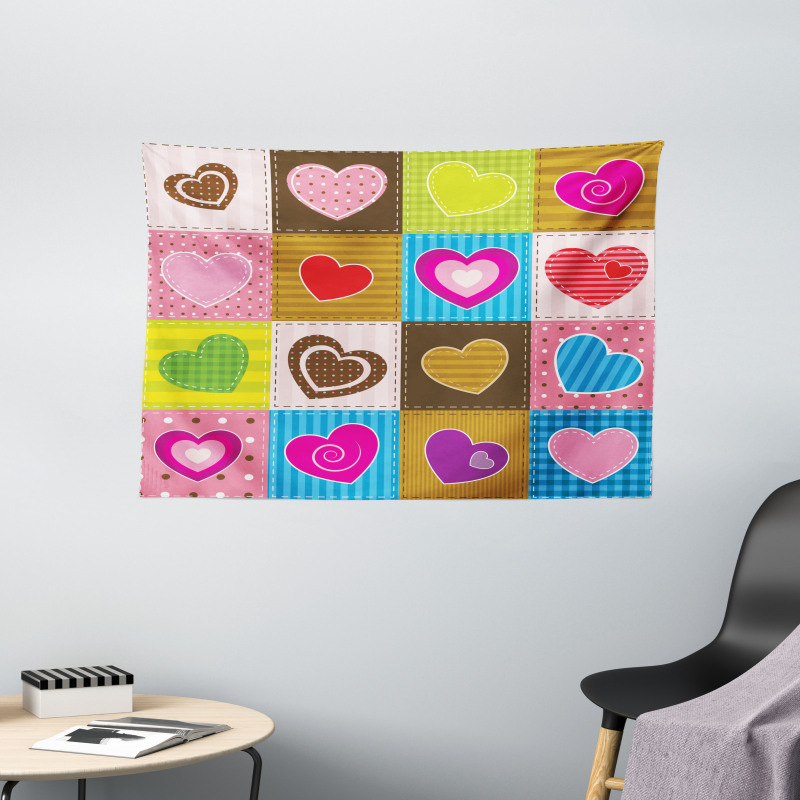 Love Heart Patchwork Wide Tapestry