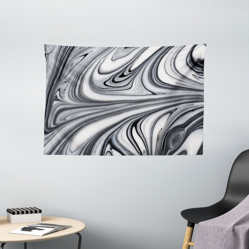 Black White Surreal Art Wide Tapestry