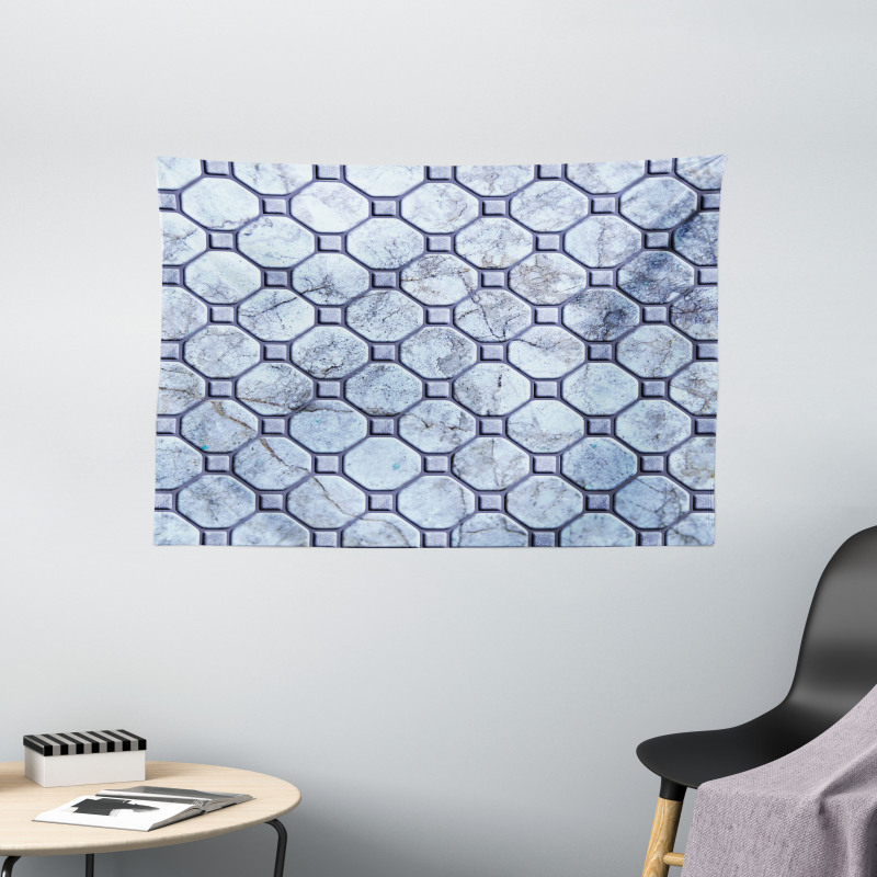 Retro Marble Mosaic Wide Tapestry