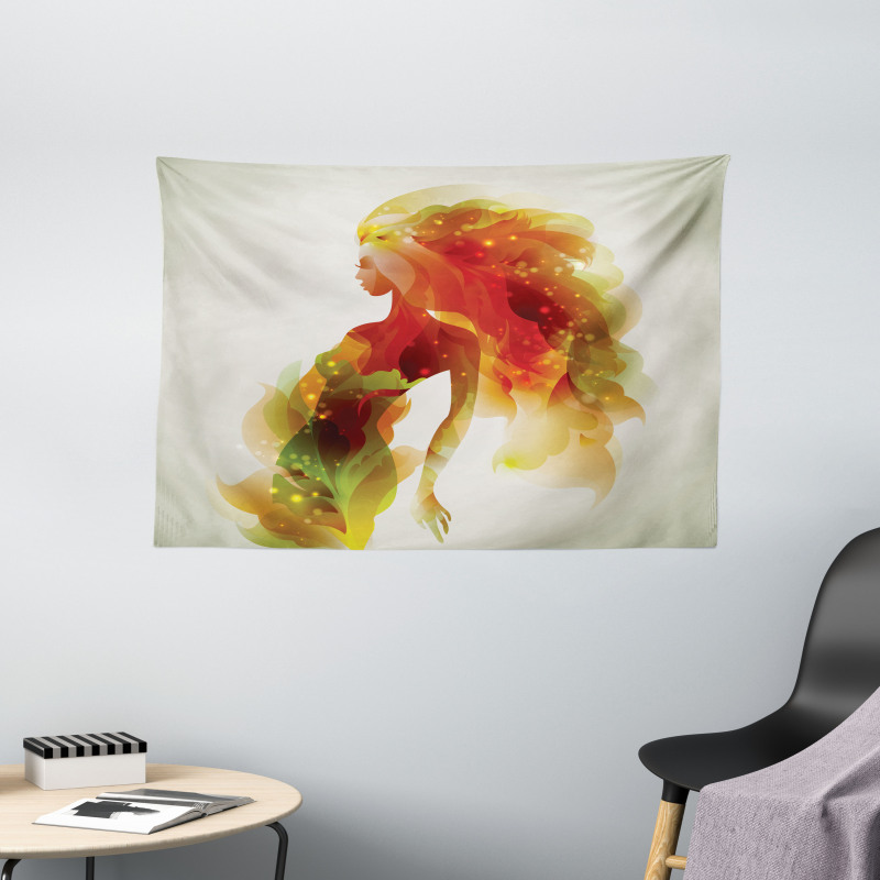 Girl Abstract Lady Wide Tapestry